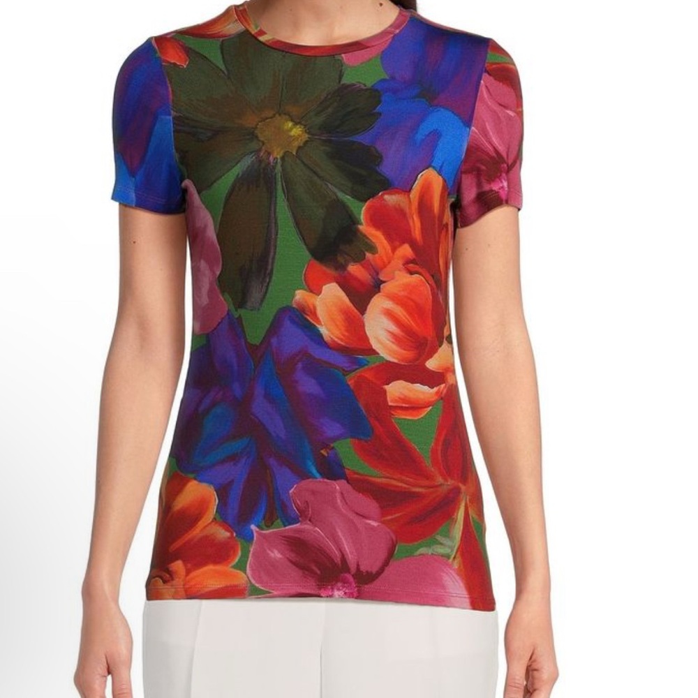 Ted Baker JUHANA Print Fitted T-Shirt Multicolor Blue, Orange. U.S women size: 6